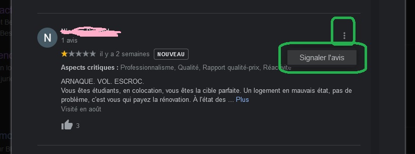 retirer et signaler commentaire à google