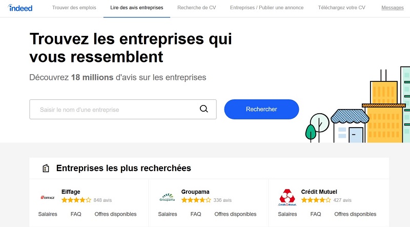 site d'avis sur les entreprises Indeed