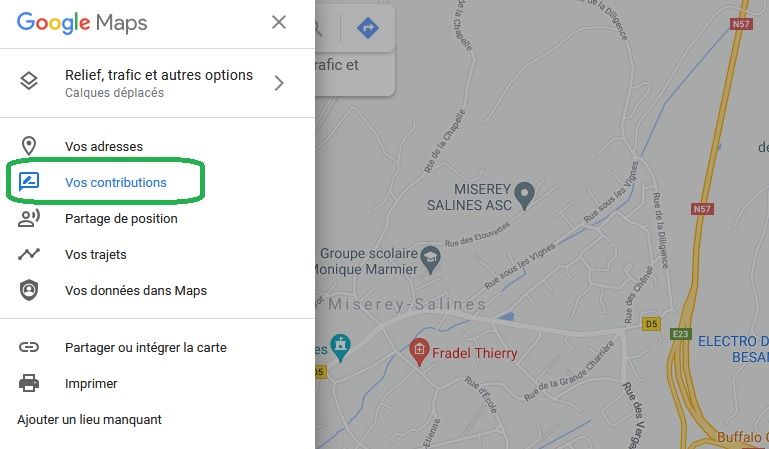 acces google maps pour supprimer commentaire